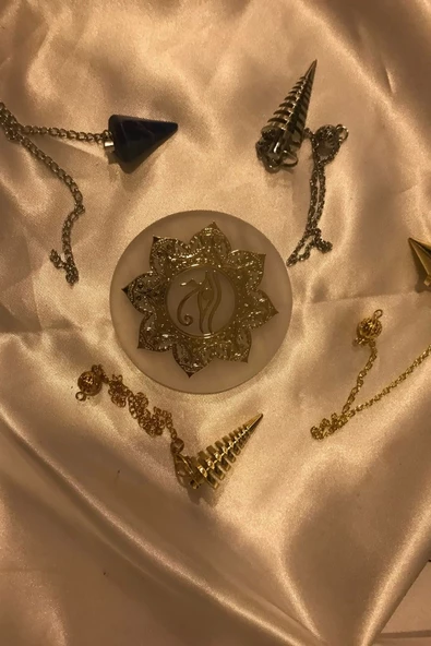 Pandül Sarkaç Doğal Taş Pandül ve Arındırma Temizleme Doğal Selenit Taşı Pirinç Pandül Melek Taşı Kinesiyoloji Enerji Ça - 7