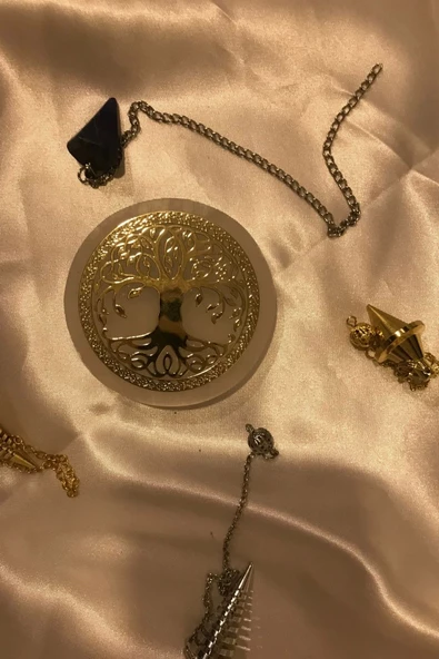 Pandül Sarkaç Doğal Taş Pandül ve Arındırma Temizleme Doğal Selenit Taşı Pirinç Pandül Melek Taşı Kinesiyoloji Enerji Ça - 6