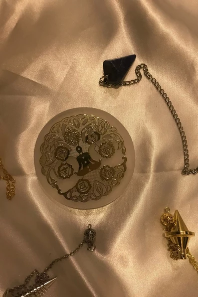 Pandül Sarkaç Doğal Taş Pandül ve Arındırma Temizleme Doğal Selenit Taşı Pirinç Pandül Melek Taşı Kinesiyoloji Enerji Ça - 10