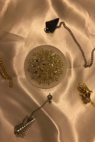 Pandül Sarkaç Doğal Taş Pandül ve Arındırma Temizleme Doğal Selenit Taşı Pirinç Pandül Melek Taşı Kinesiyoloji Enerji Ça - 9