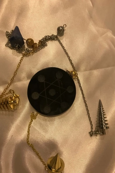 Pandül Sarkaç Doğal Taş Pandül ve Arındırma Temizleme Doğal Opsidyen Taşı Pirinç Pandül Taşı Kinesiyoloji Enerji Çalışma - 5