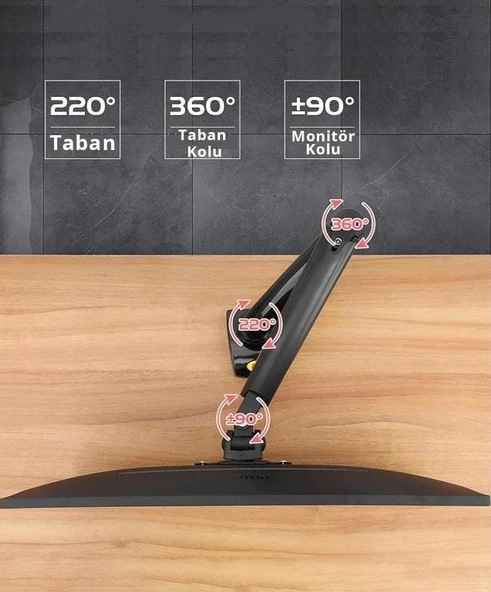 Tayfun 23.8''inç  Lcd Led Monitör Masa Üstü  Full Hareketli Askı Aparatı - Resim 3