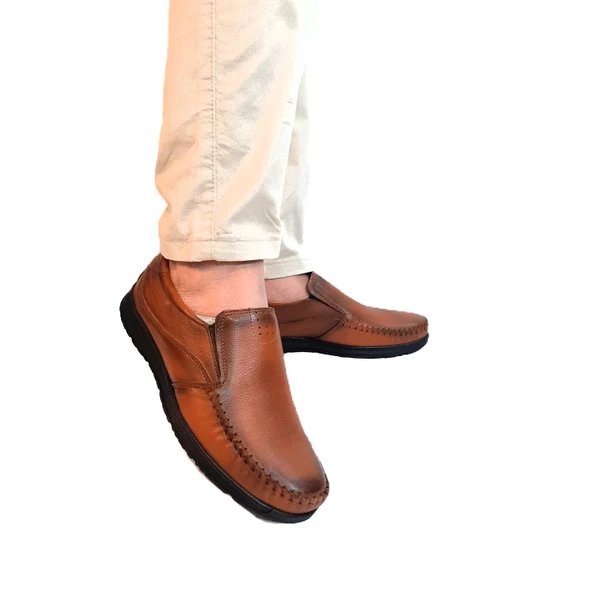 Fiyra fth04 Kahverengi Hakiki Deri Kaymaz Bağacaksız Erkek Ayakkabı - 5