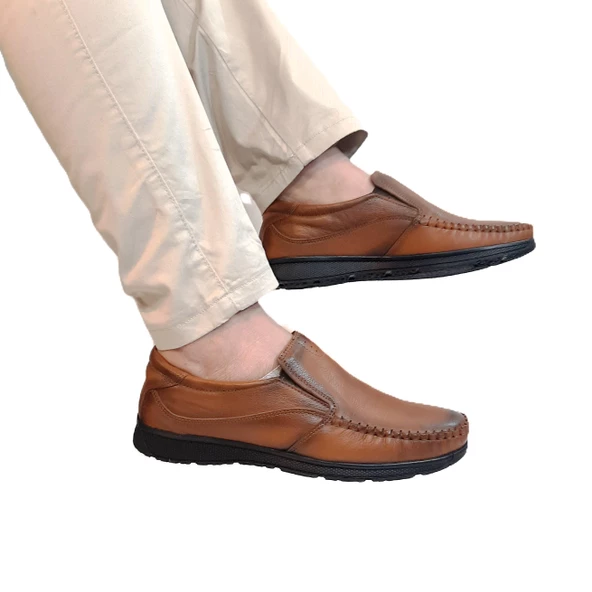 Fiyra fth04 Kahverengi Hakiki Deri Kaymaz Bağacaksız Erkek Ayakkabı - 4