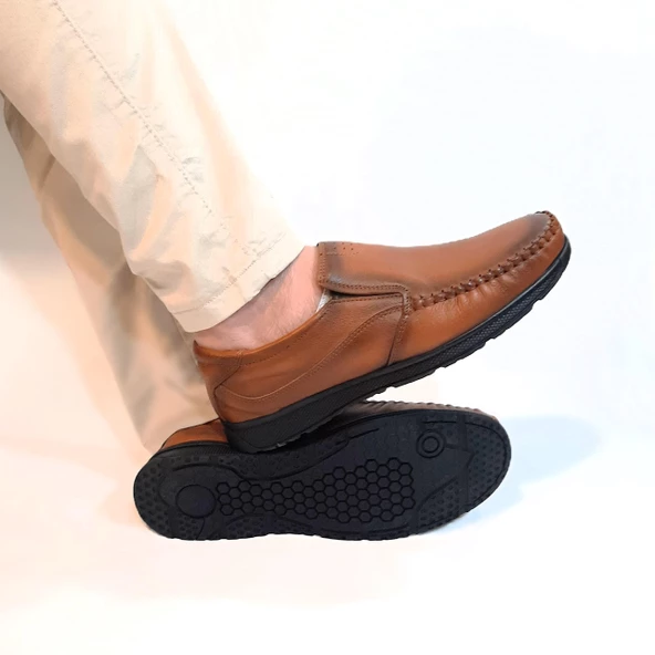 Fiyra fth04 Kahverengi Hakiki Deri Kaymaz Bağacaksız Erkek Ayakkabı - 3