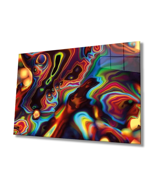 Renkli Soyut Dekoratif ve Modern Cam Tablo Ev ve Ofis Duvar Dekoru ürün görseli 1