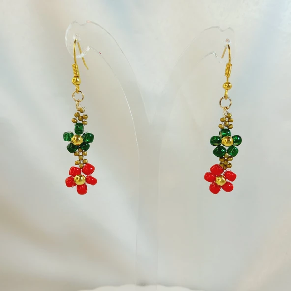 Noel Çiçeği Kokina- El Yapımı Yılbaşı Temalı Küpe - 2