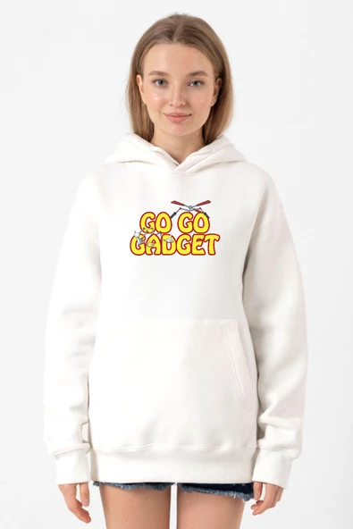 Inspector Gadget Go Go Gadget Beyaz Kadın 3ip Kapşonlu Sweatshirt ürün görseli 1