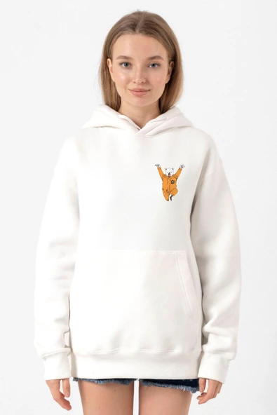 One Piece Anime Bepo Beyaz Kadın 3ip Kapşonlu Sweatshirt - 1