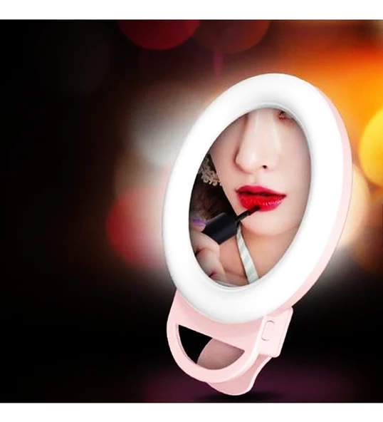 Aynalı Şarjlı Led Selfie Işığı Led Ring Light Halka Telefon Işığı 36 Led 3 Kademe Büyük Boy 12 Cm - 2