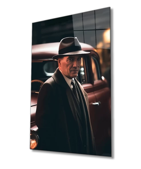 Yapay Zeka Atatürk Portresi Dekoratif ve Modern Cam Tablo Ev ve Ofis Duvar Dekoru
