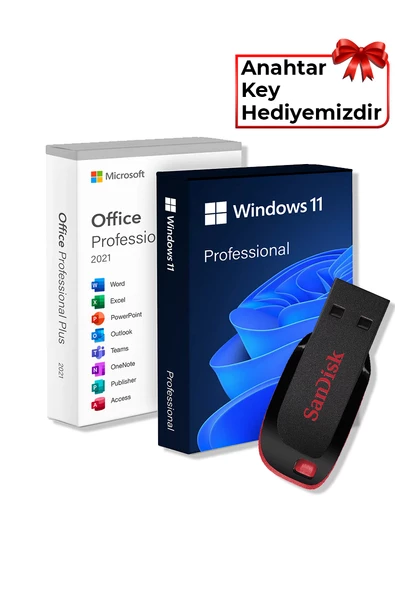 Windows 11 + Office 2021 Pro Plus Kurulum Dosyalı USB Bellek 16GB (Lisans Anahtarı Hediyeli)