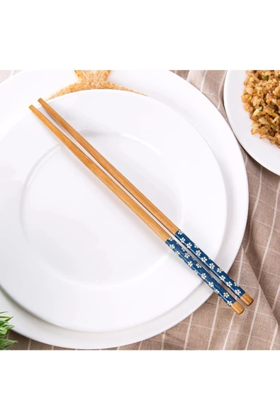 10 Adet 5 Çift Çin Çubuğu Chopstick, Yıkanabilir Bambu Sushi Japon Çin Yemek Çubuğu, 24 Cm - 2