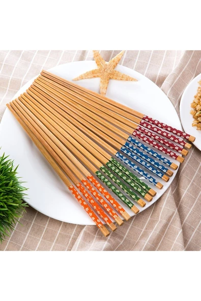 2 Adet Çin Çubuğu Chopstick, Yıkanabilir Bambu Yemek Çubuğu, Sushi Japon Çin Yemek Çubuğu, 24 Cm - 2