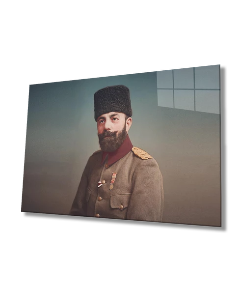 Cemal Paşa Portresi Dekoratif ve Modern Cam Tablo Ev ve Ofis Duvar Dekoru ürün görseli
