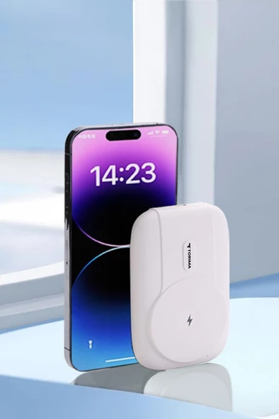 Torima TRM-1016 Beyaz 10000mAh Manyetik Kablosuz Powerbank Magsafe Taşınabilir Hızlı Şarj Powerbank - 2