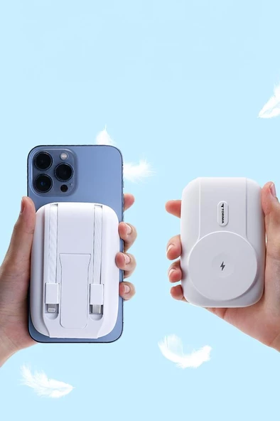 Torima TRM-1016 Beyaz 10000mAh Manyetik Kablosuz Powerbank Magsafe Taşınabilir Hızlı Şarj Powerbank - 5
