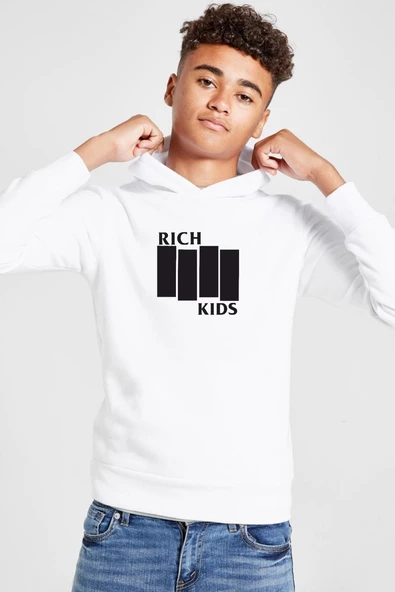 G-Dragon Rich Kids Beyaz Çocuk 3ip Kapşonlu  Sweatshirt - 1