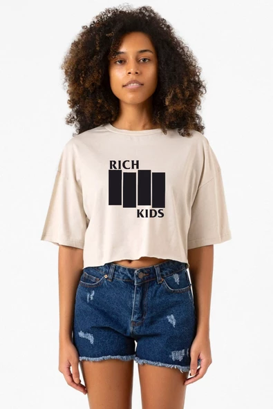 G-Dragon Rich Kids Bej Kadın Crop Tshirt ürün görseli 1
