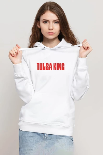 Tulsa King Lettern Beyaz Kadın 3ip Kapşonlu Sweatshirt