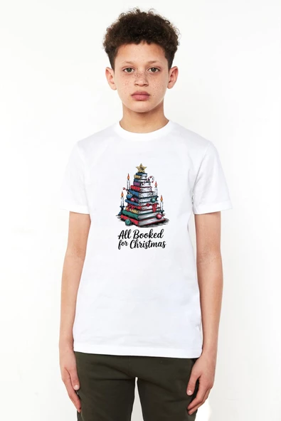 All Booked For Christmas Beyaz Çocuk Bisikletyaka Tshirt