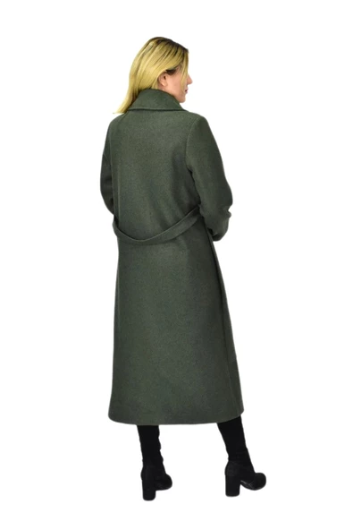 Kadın Uzun Kemerli Kaşe Kaban BGL-ST04065 - Resim 8