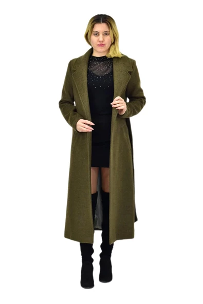 Kadın Uzun Kemerli Kaşe Kaban BGL-ST04065 ürün görseli