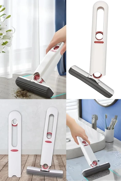 Mini Mop, Sıkmalı, Süngerli Moplar, Cam Temizleme Mopu, Banyo, Mutfak, Çok Amaçlı Mop