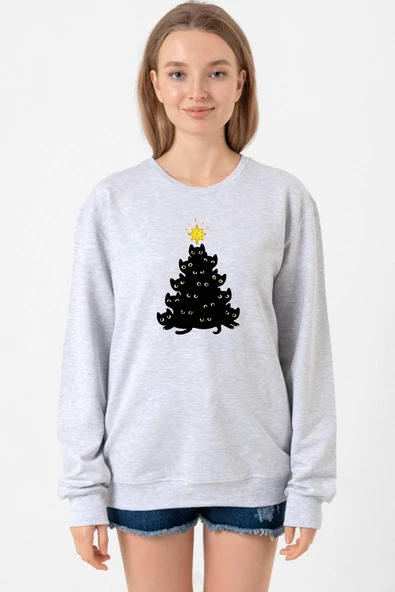 Meowy Christmas Grimelanj Kadın 2ip Sweatshirt - Resim 2