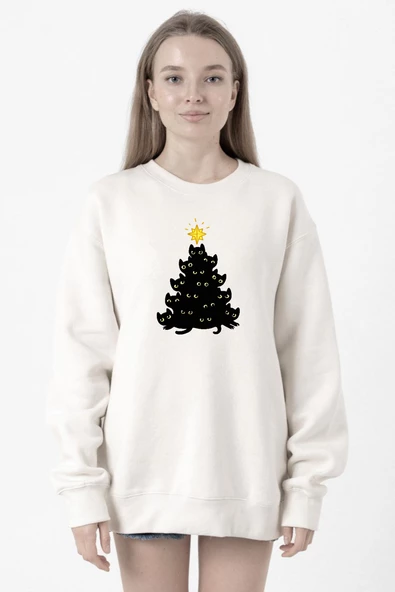 Meowy Christmas Beyaz Kadın 2ip Sweatshirt - 2
