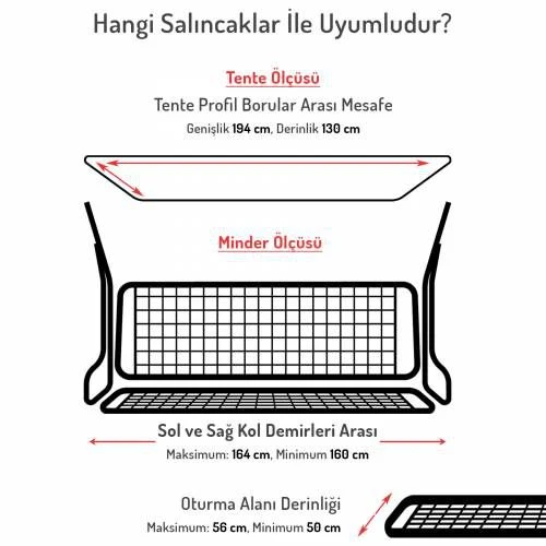 Mandaş Süngersiz 3 Kişilik Salıncak Minder Seti (Pamuklu Kumaş) - 2