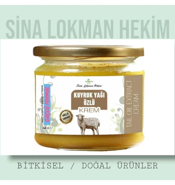 SİNA LOKMAN KUYRUK YAGI ÖZLÜ KREM ( KUTUSUZ CAM KAVANOZ 210 ML.GÜÇLENDİRİLMİŞ ÖZEL İBN-İ SİNA  FORMÜLÜYLE 210 ML