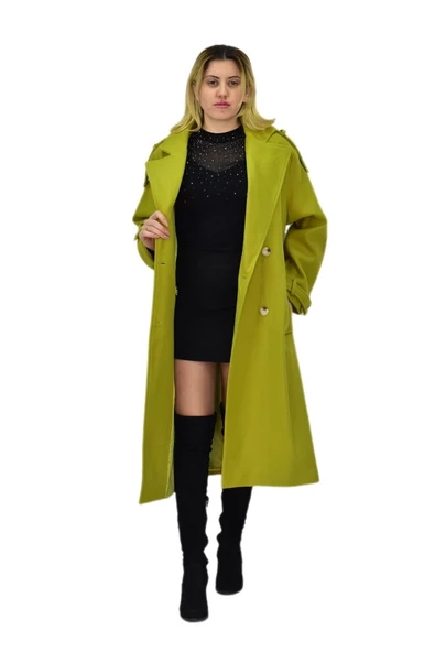 Kadın Uzun Kaşe Kaban BGL-ST04117 - Resim 4