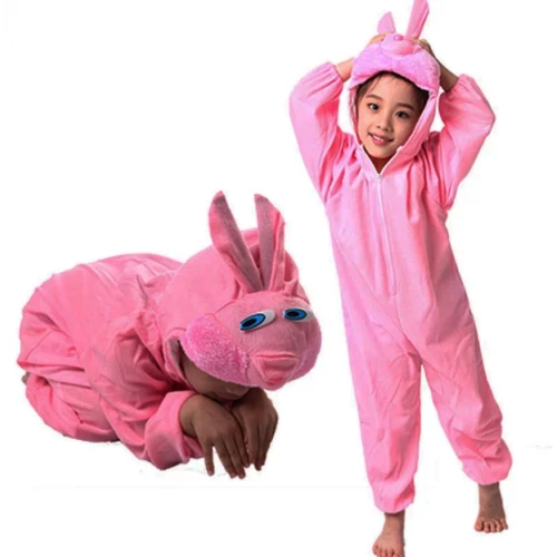 Periboia Çocuk Tavşan Kostümü Pembe Renk 4-5 Yaş