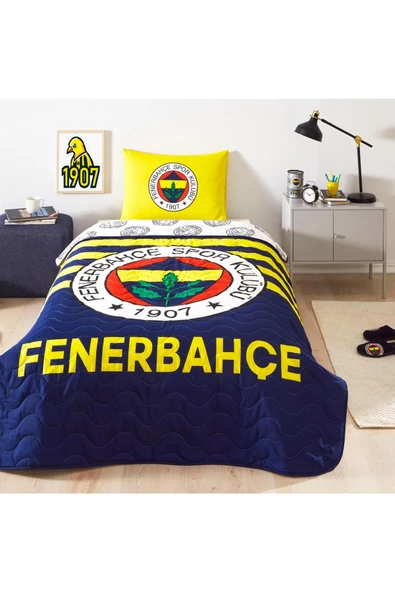 TAÇ Lisanslı Fenerbahçe Stripe Tek Kişilik Yatak Örtüsü Seti