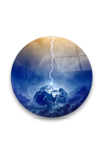 Dünya Manipülasyon Yuvarlak Dekoratif ve Modern Cam Tablo ürün görseli