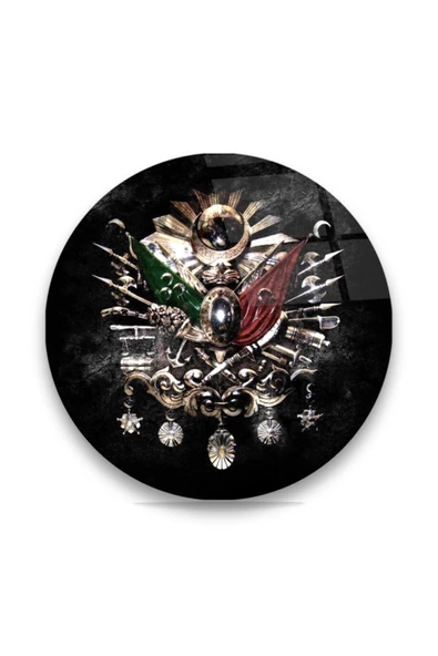 Osmanlı Tuğrası Yuvarlak Dekoratif ve Modern Cam Tablo ürün görseli 1