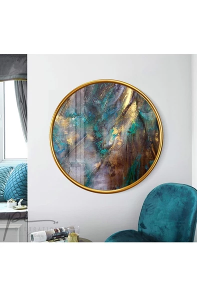 Soyut Desen Yuvarlak Dekoratif ve Modern Cam Tablo ürün görseli