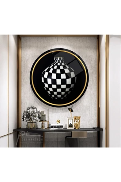 Vazo Yuvarlak Dekoratif ve Modern Cam Tablo ürün görseli