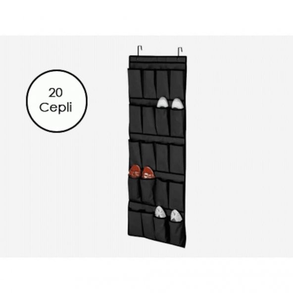 RiverWorld 20 Cepli Kapı Arkası Çok Amaçlı Organizer Düzenleyici Siyah - 2