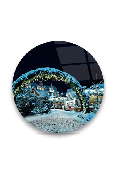 Coburg'da Noel Hazırlığı Yuvarlak Dekoratif ve Modern Cam Tablo ürün görseli