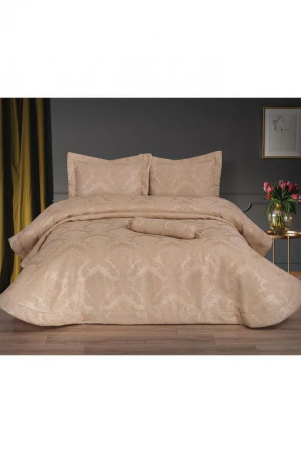 Çeyiz Diyarı Açelya Çift Kişilik Yatak Örtüsü Cappucino - Resim 3