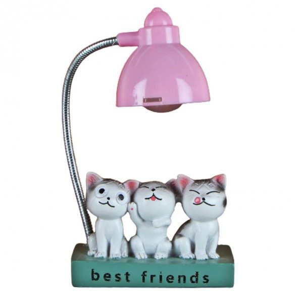 Kedi 2 Li Set Kedi Işıklı Biblo Gece Lambası Kedi Puf Yastık - 4