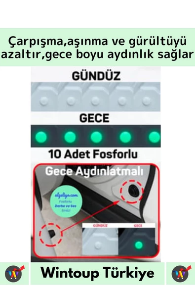 Özel Üretim Uzun Ömürlü Oto Araç Otomobil Gürültü Darbe Çizilme Önleyici Fosforlu Koruyucu Ped 10'lu - 2
