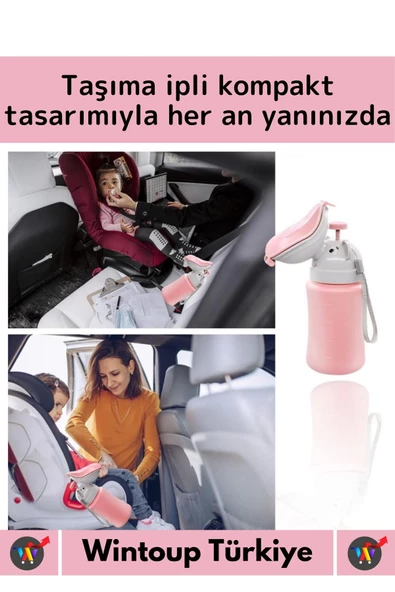 Özel Üretim Dayanıklı Sağlıklı PP Malzeme +2 Yaş Portatif Taşıma İpli Kız Çocuk Lazımlık Pisuvar - 2