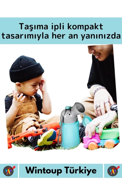 Özel Üretim Dayanıklı Sağlıklı PP Malzeme +2 Yaş Portatif Taşıma İpli Erkek Çocuk Lazımlık Pisuvar - 2