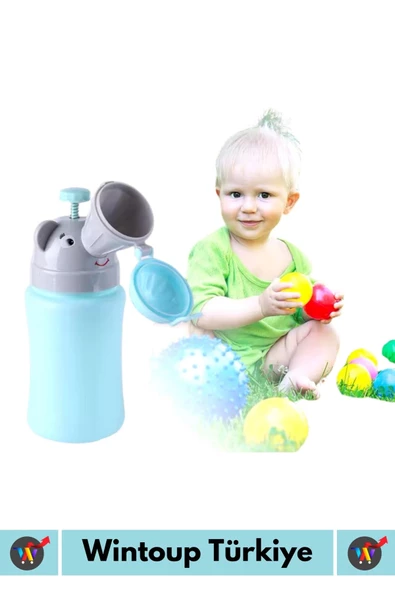 Özel Üretim Dayanıklı Sağlıklı PP Malzeme +2 Yaş Portatif Taşıma İpli Erkek Çocuk Lazımlık Pisuvar - 3