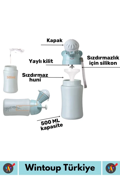 Özel Üretim Dayanıklı Sağlıklı PP Malzeme +2 Yaş Portatif Taşıma İpli Erkek Çocuk Lazımlık Pisuvar - 5