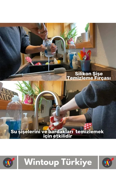 Özel Üretim Yüksek Kaliteli Çevre Dostu Uzun Saplı Kavanoz Bardak Biberon Temizleme Fırçası 33 Cm - 5