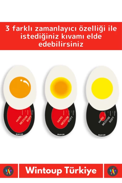 Özel Yüksek Kaliteli Yanmaz Erimez 3 Farklı Zamanlayıcılı Yumurta Pişirme Derecesi Aparatı Egg Timer - 2